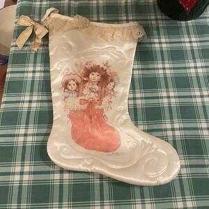 Vintage Giordano Silk & Lace Christmas Stocking, 1986